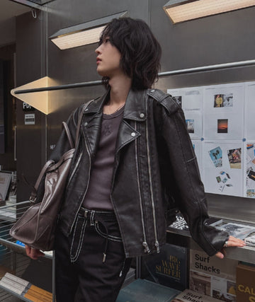 Ale Vintage Washed Crop Rider Jacket